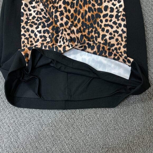 Hale Bob Dress Womens Size Large Bodycon Midi Dress Cocktail Black Animal Print - Picture 3 of 13